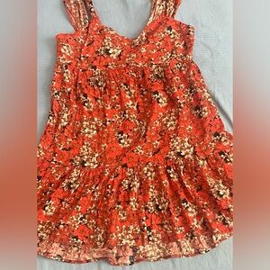 Free People Red and Brown floral print Mini dress